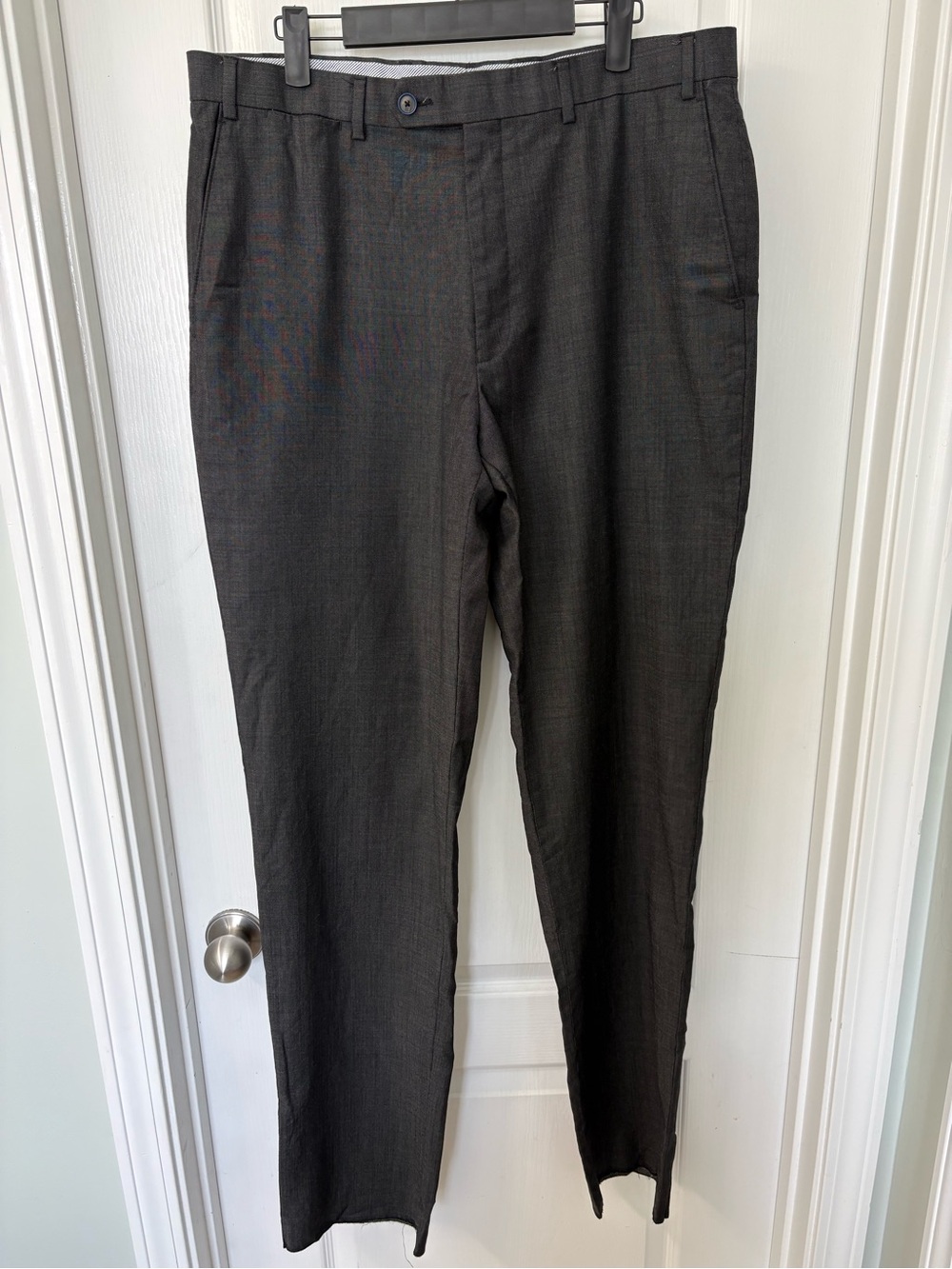 Men's Hart Schaffner Marx Wool Dark Gray Dress Pants Size 36x35